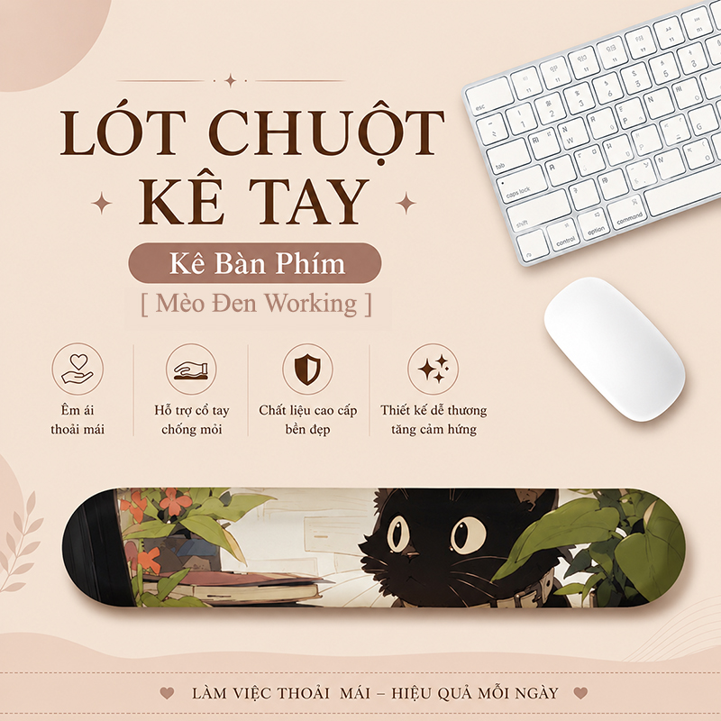 Lót Chuột Có Đệm Kê Cổ Tay Chống Mỏi, KÊ BÀN PHÍM Dùng Để Kê Tay Khi Sử Dụng Bàn Phím