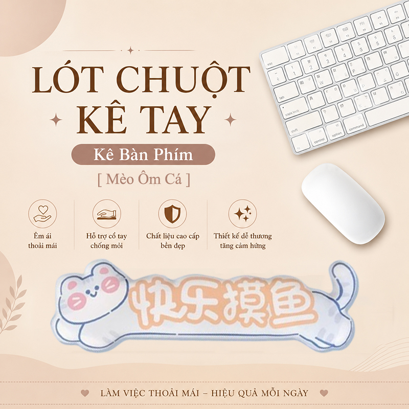 Lót Chuột Có Đệm Kê Cổ Tay Chống Mỏi, KÊ BÀN PHÍM Dùng Để Kê Tay Khi Sử Dụng Bàn Phím
