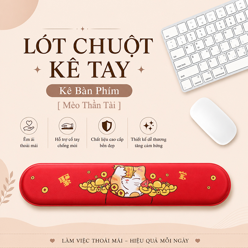 Lót Chuột Có Đệm Kê Cổ Tay Chống Mỏi, KÊ BÀN PHÍM Dùng Để Kê Tay Khi Sử Dụng Bàn Phím