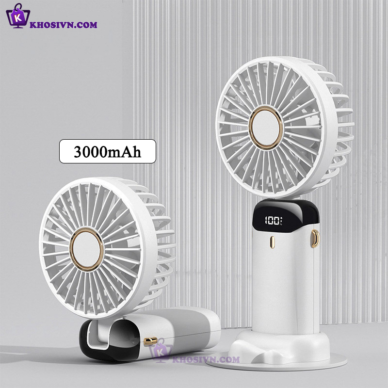 Quạt Cầm Tay Tích Điện Mini Pin Sạc 5 Cấp Độ Gió Pin Sạc 3000mAh Có Màn Hình LED N15-A3