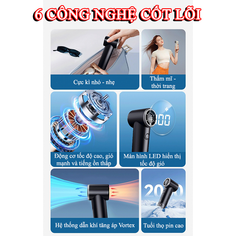 Ưu Điểm Nổi Bật Của Quạt Turbo Cầm Tay Mini Tích Điện N609