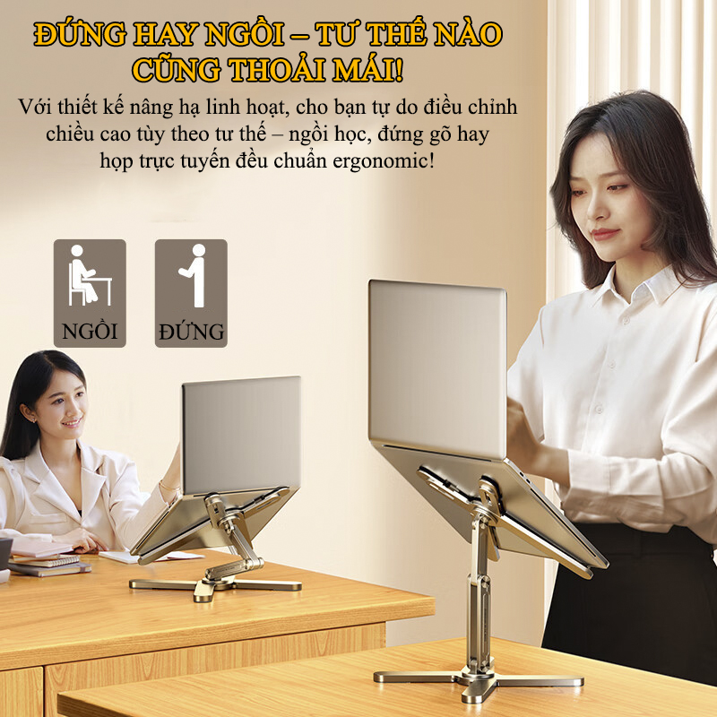 Giá Đỡ Laptop Một Chân Xoay 360 Độ Hợp Kim Nhôm Cao Cấp Nâng Cao Laptop Macbook Máy Tính Bảng - MCHOSE N86