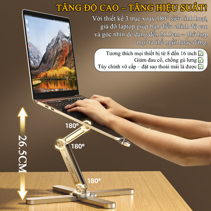 Giá Đỡ Laptop Một Chân Xoay 360 Độ Hợp Kim Nhôm Cao Cấp Nâng Cao Laptop Macbook Máy Tính Bảng - MCHOSE N86