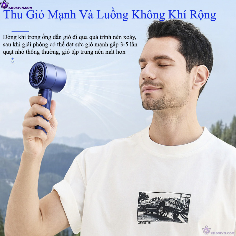 Quạt Turbo Cầm Tay Quạt Tích Điện Mini 100 Cấp Độ Gió, Pin 5000mAh - N68
