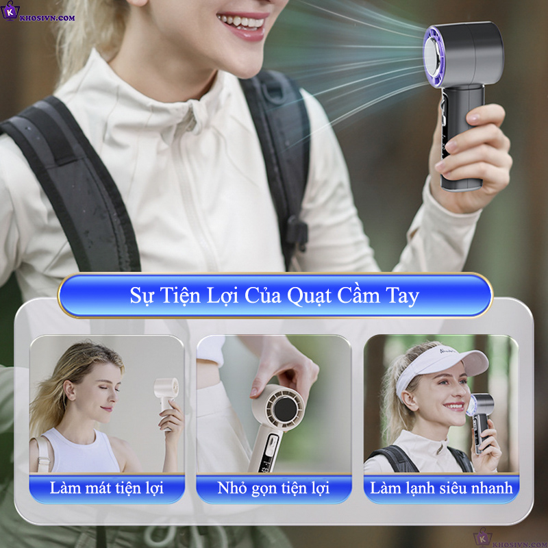 Quạt Turbo Cầm Tay Tích Điện Có Sò Lạnh Làm Mát Siêu Tốc 100 Cấp Độ Gió- N88