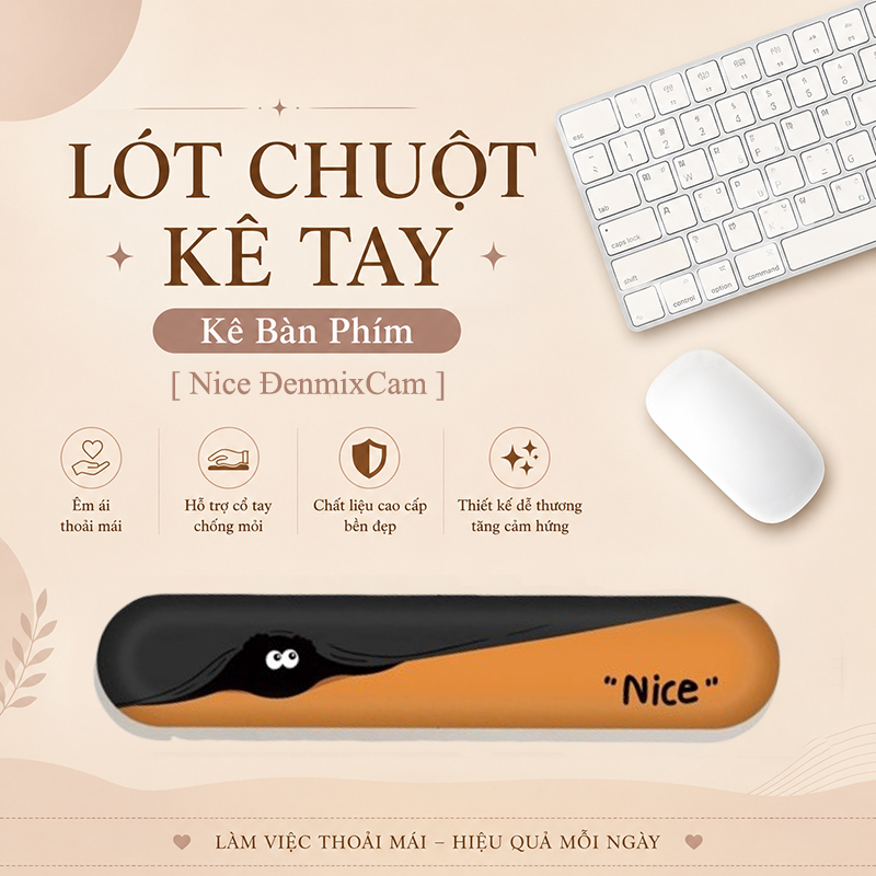 Lót Chuột Có Đệm Kê Cổ Tay Chống Mỏi, KÊ BÀN PHÍM Dùng Để Kê Tay Khi Sử Dụng Bàn Phím