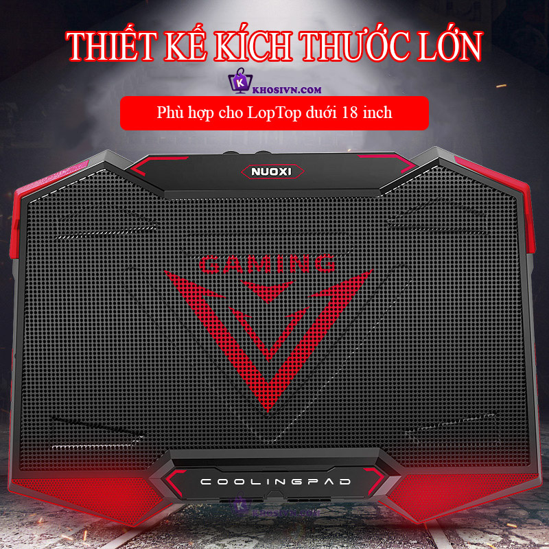 Đế Tản Nhiệt Laptop Gaming 17inch 2 Cổng USB Thiết Kế Hiện Đại 5 Cấp Độ Có LED Cooling Pad