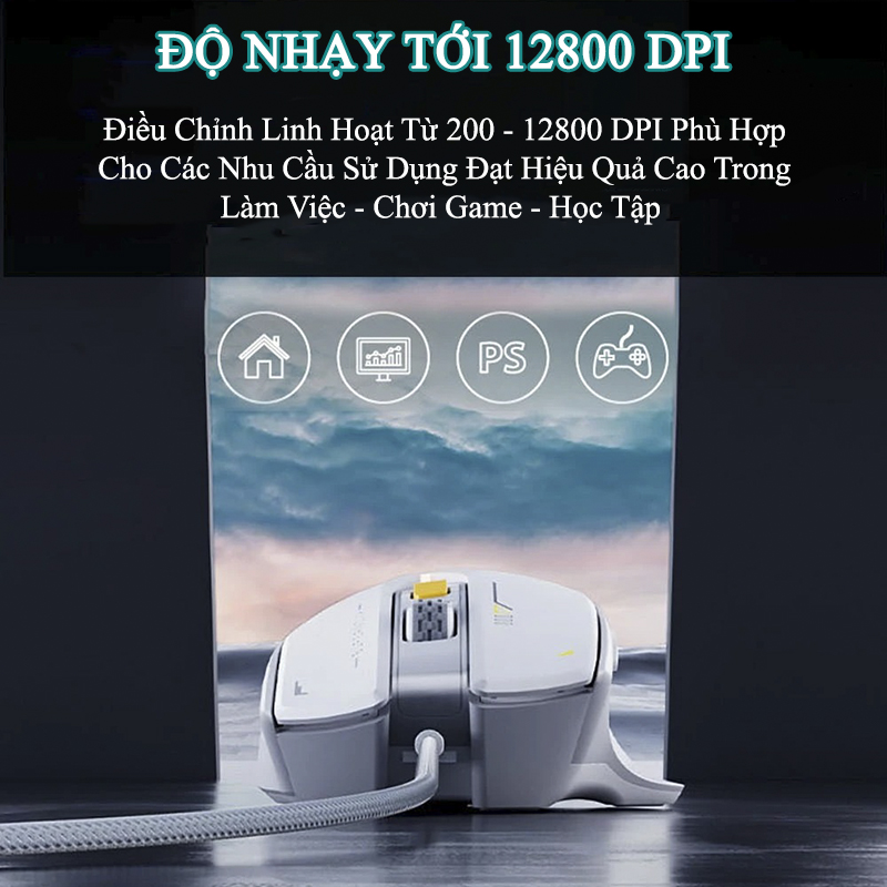 Chuột Gaming Inphic Có Dây Cao Cấp LED RGB 16 Triệu Màu 12800dpi Phím Bấm Có Âm Click - Inphic PG1