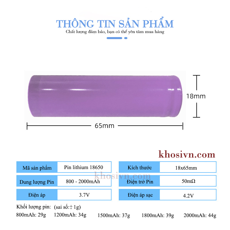Pin Sạc Lithium 18650 Đầu Bằng