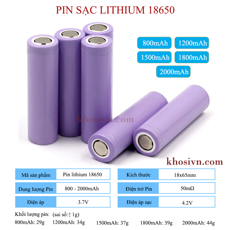 Pin Sạc Lithium 18650 Đầu Bằng