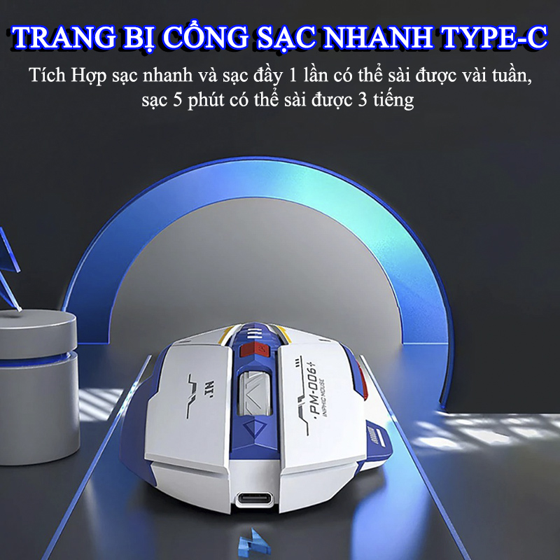 Chuột Gaming Inphic Không Dây Gundam Kết Nối 2.4G Tắt Tiếng DPI MAX 2400 Có Thể Chơi Game - Inphic F9