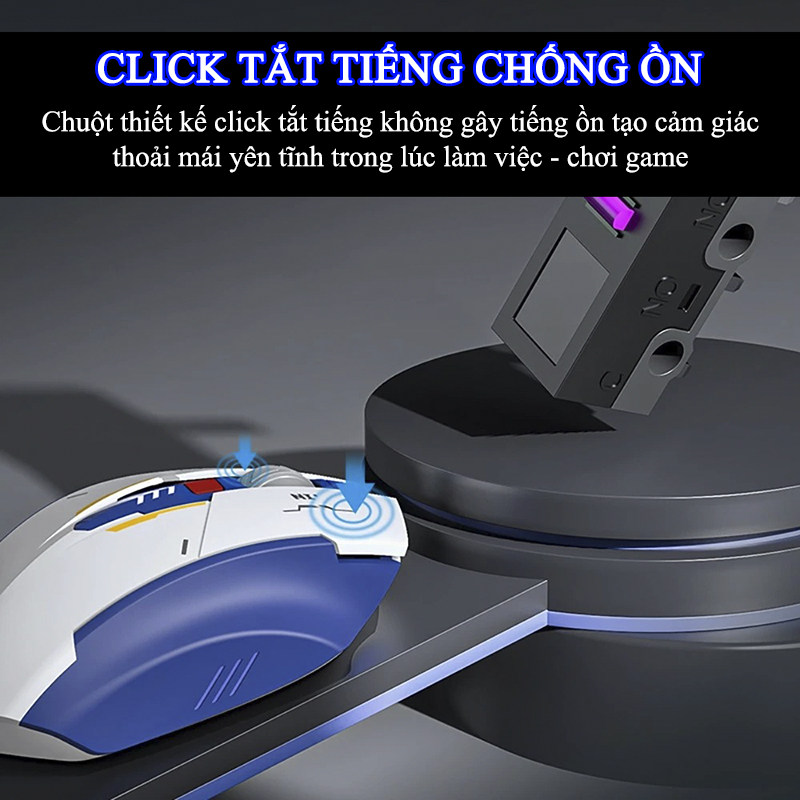 Chuột Gaming Inphic Không Dây Gundam Kết Nối 2.4G Tắt Tiếng DPI MAX 2400 Có Thể Chơi Game - Inphic F9