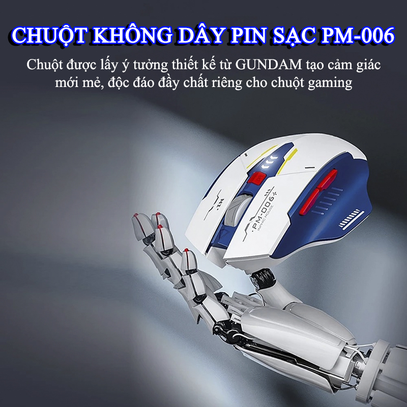 Chuột Gaming Inphic Không Dây Gundam Kết Nối 2.4G Tắt Tiếng DPI MAX 2400 Có Thể Chơi Game - Inphic F9