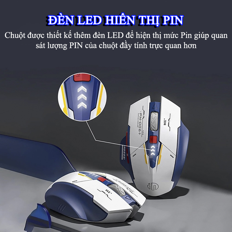 Chuột Gaming Inphic Không Dây Gundam Kết Nối 2.4G Tắt Tiếng DPI MAX 2400 Có Thể Chơi Game - Inphic F9