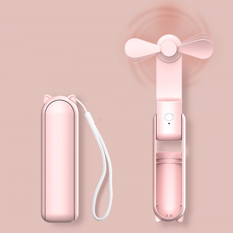 Quạt Cầm Tay Tích Điện Mini Gấp Gọn Cute Mang Đi Khắp Nơi Đầy Tiện Lợi Có Thể Tự Ngắt Khi Va Chạm HZ001