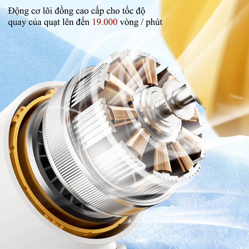 Quạt Turbo Cầm Tay Mini Gió Mạnh 10m/s Quay 19000 vòng/phút 100 Cấp Độ Gió - N108