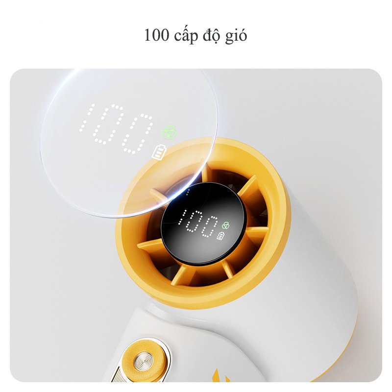 Quạt Turbo Cầm Tay Mini Gió Mạnh 10m/s Quay 19000 vòng/phút 100 Cấp Độ Gió - N108