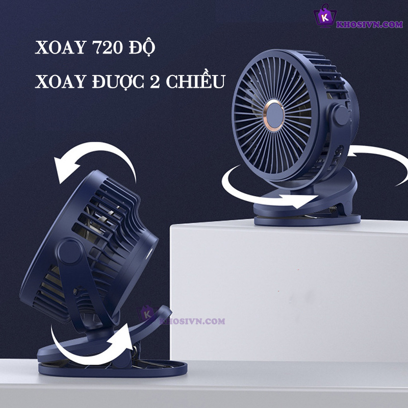 Quạt Kẹp Bàn Tích Điện Kẹp Xe Đẩy Cho Bé Quạt Pin Trâu 10000mAh - GF-07