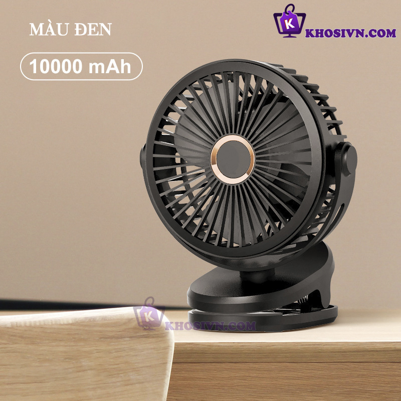 Quạt Kẹp Bàn Tích Điện Kẹp Xe Đẩy Cho Bé Quạt Pin Trâu 10000mAh - GF-07