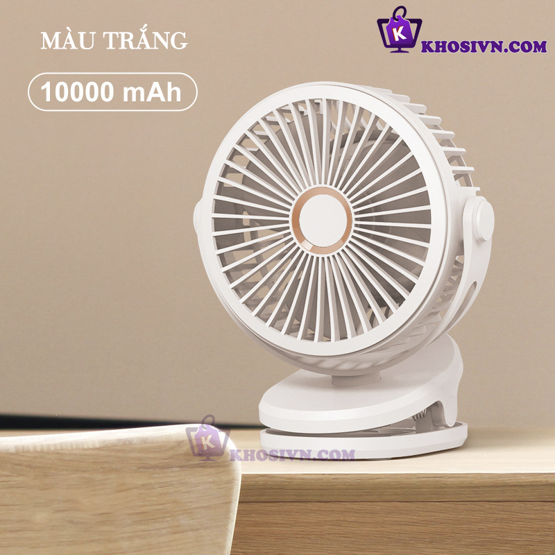 Quạt Kẹp Bàn Tích Điện Kẹp Xe Đẩy Cho Bé Quạt Pin Trâu 10000mAh - GF-07