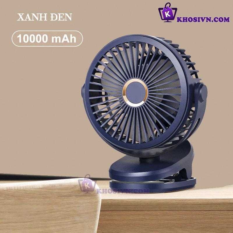 Quạt Kẹp Bàn Tích Điện Kẹp Xe Đẩy Cho Bé Quạt Pin Trâu 10000mAh - GF-07