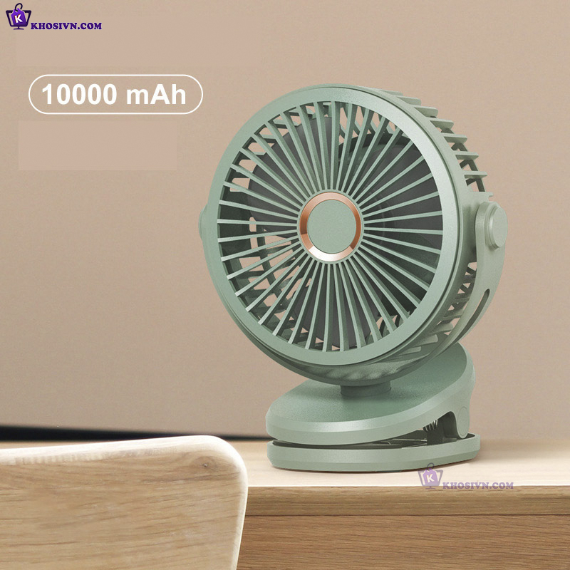 Quạt Kẹp Bàn Tích Điện Kẹp Xe Đẩy Cho Bé Quạt Pin Trâu 10000mAh - GF-07