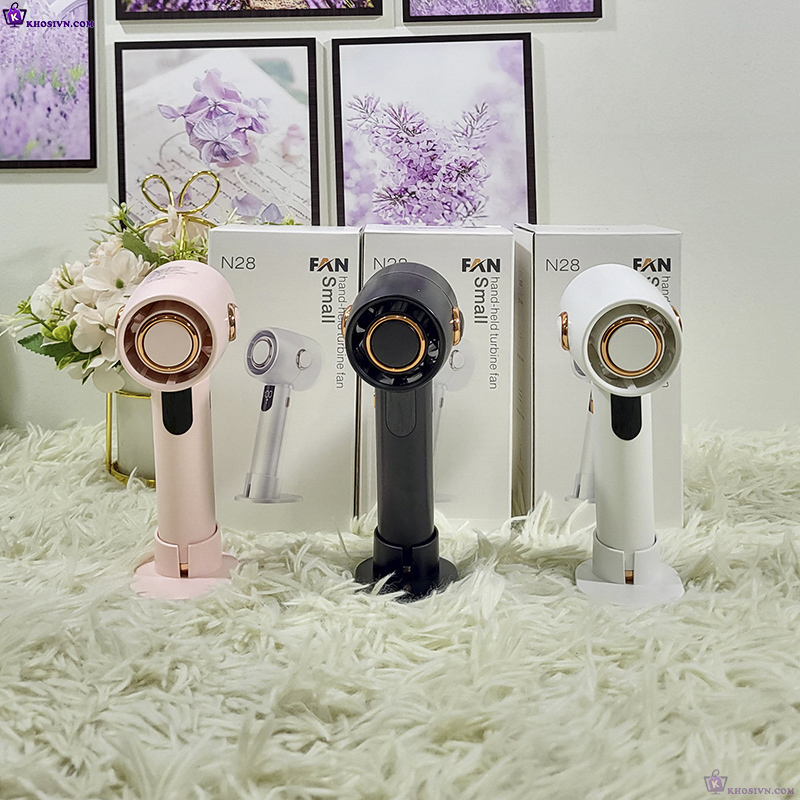 Quạt Turbo Tích Điện Mini Cầm Tay Làm Mát Siêu Tốc Pin Sạc 2000mAh Có Màn Hình LED - N28