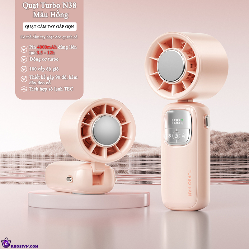 Quạt Turbo Cầm Tay Tích Điện Tích hợp Sò Lạnh Làm Mát Siêu Tốc Nhiều Cấp Độ Gió - N38