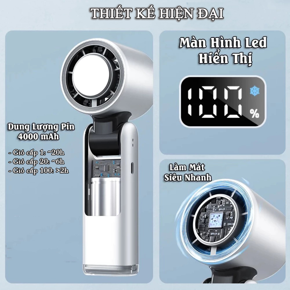 Ưu Điểm Nổi Bật Của Quạt Turbo Cầm Tay 100 Cấp Độ Gió Có Sò Lạnh K801