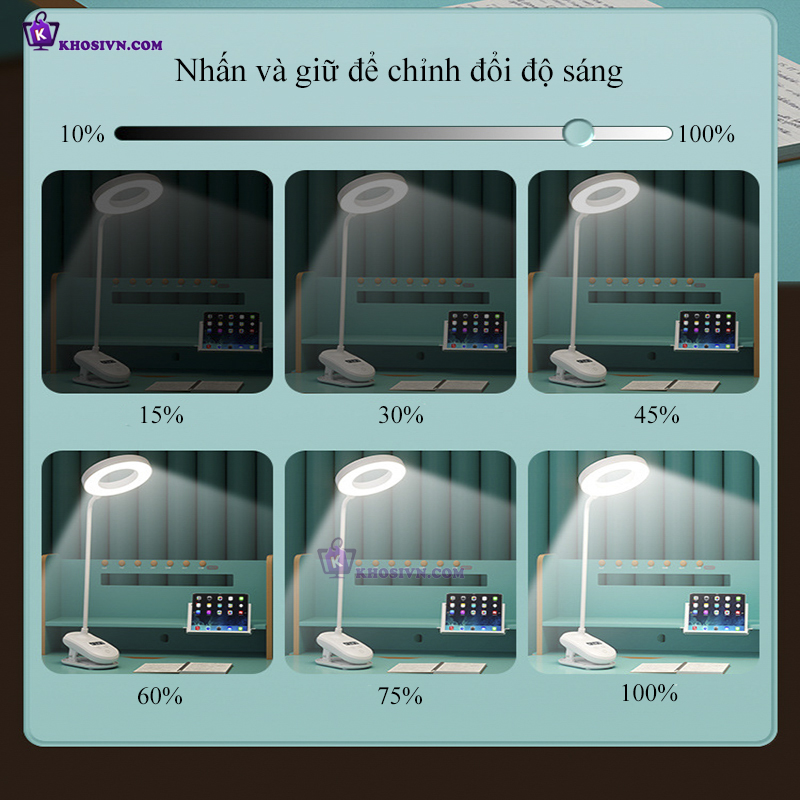 Đèn Học Kẹp Bàn Tích Điện 3 Màu Ánh Sáng SL-828