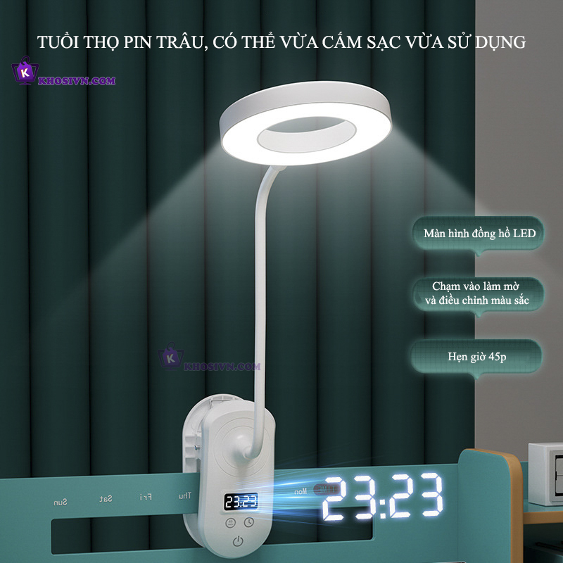 Đèn Học Kẹp Bàn Tích Điện 3 Màu Ánh Sáng SL-828