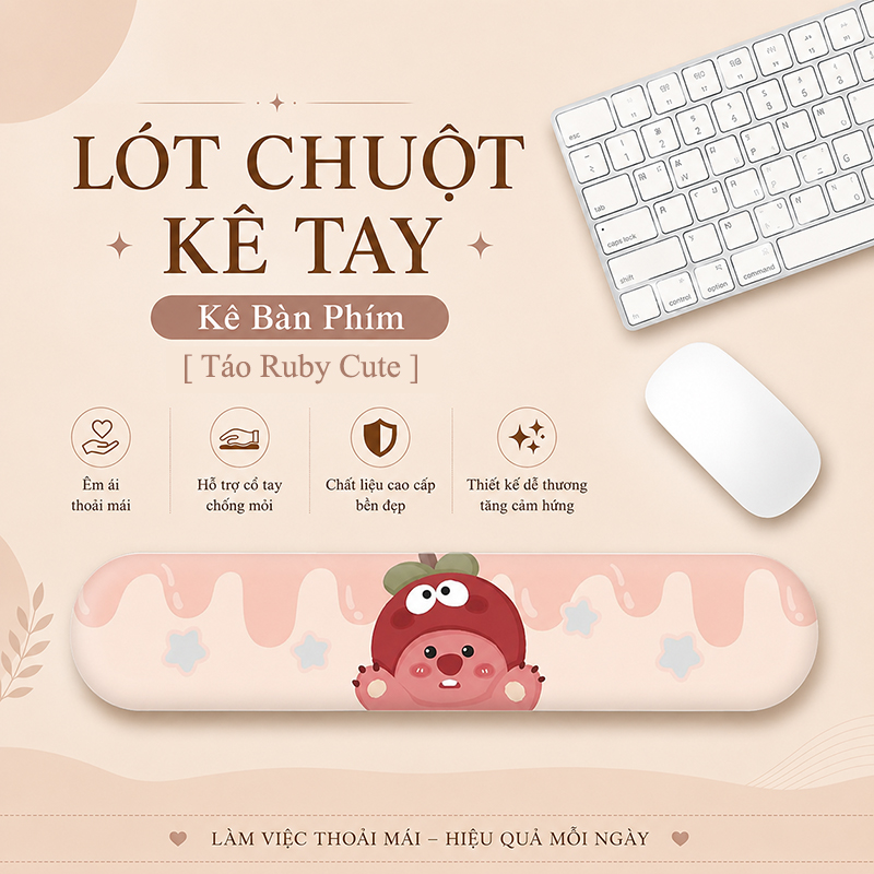 Lót Chuột Có Đệm Kê Cổ Tay Chống Mỏi, KÊ BÀN PHÍM Dùng Để Kê Tay Khi Sử Dụng Bàn Phím