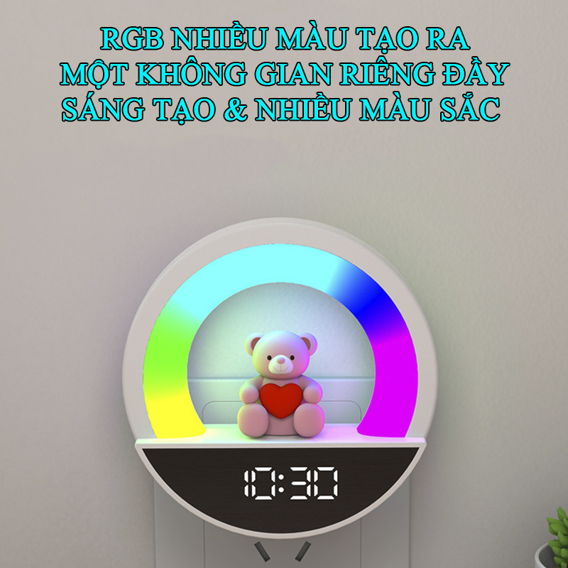 Đèn Ngủ LED Gắn Tường Cute Có Remote Tích Hợp Đồng Hồ TB-106SD