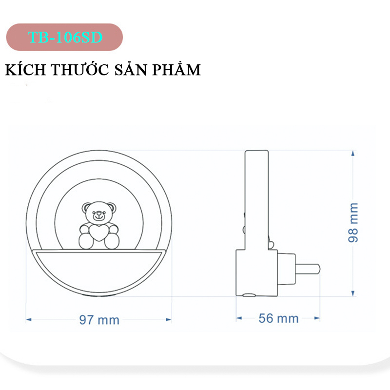 Đèn Ngủ LED Gắn Tường Cute Có Remote Tích Hợp Đồng Hồ TB-106SD