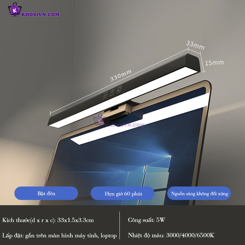 Đèn Treo Màn Hình Máy Tính PC Laptop Gắn Màn Hình Chống Mỏi Mắt 3 Màu Ánh Sáng - TB-30SA