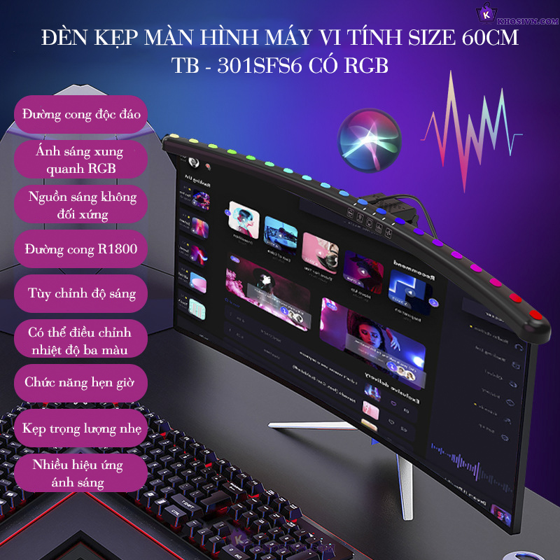 Đèn Treo Màn Hình Vi Tính Gaming Đường Cong LED RGB Nhảy Theo Nhạc Dài 60cm - TB-301SFS6