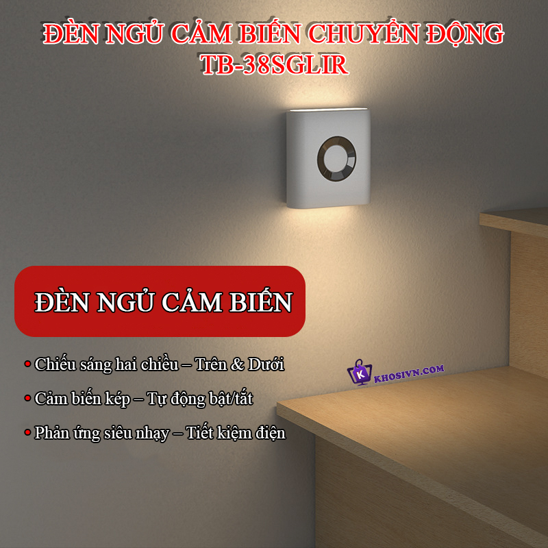 Đèn Ngủ Cảm Biến Chuyển Động, Đèn Trang Trí Gắn Cầu Thang Phòng Ngủ TB-38SGLIR