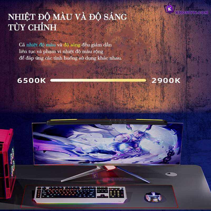 Đèn Treo Màn Hình Vi Tính Cong Kẹp Màn Hình PC Có Đèn LED RGB Điểu Chỉnh Độ Sáng Cong 40cm - TB-301SFS