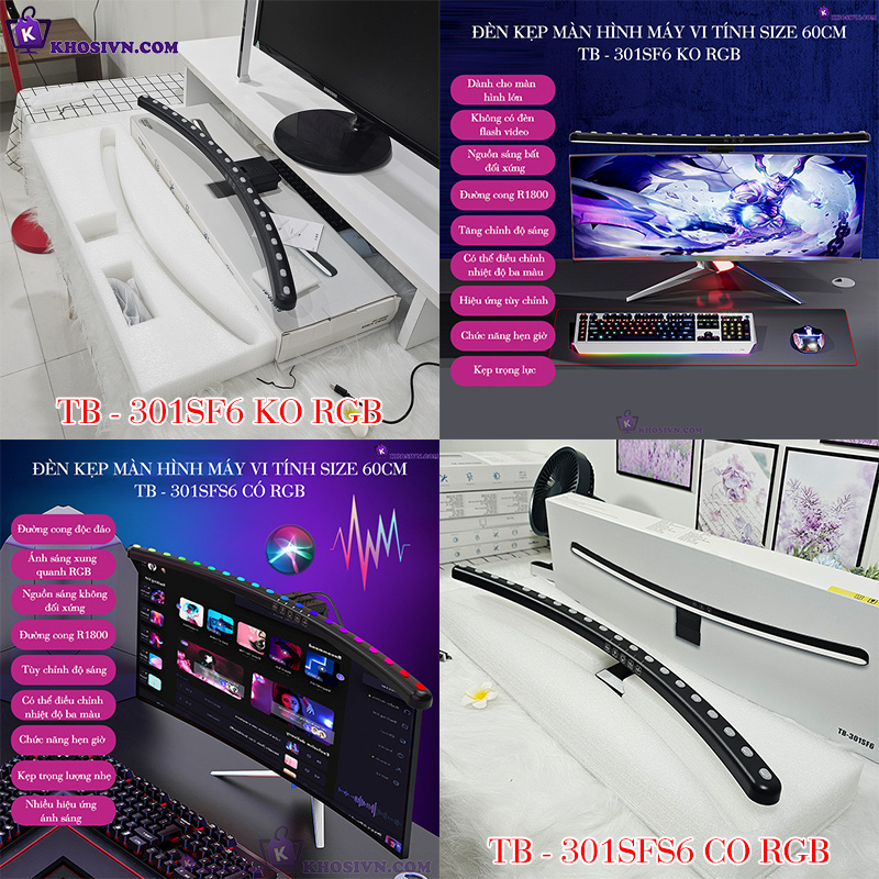 Đèn Treo Màn Hình Vi Tính Gaming Đường Cong LED RGB Nhảy Theo Nhạc Dài 60cm - TB-301SFS6