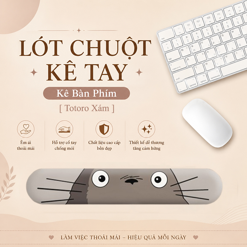 Lót Chuột Có Đệm Kê Cổ Tay Chống Mỏi, KÊ BÀN PHÍM Dùng Để Kê Tay Khi Sử Dụng Bàn Phím