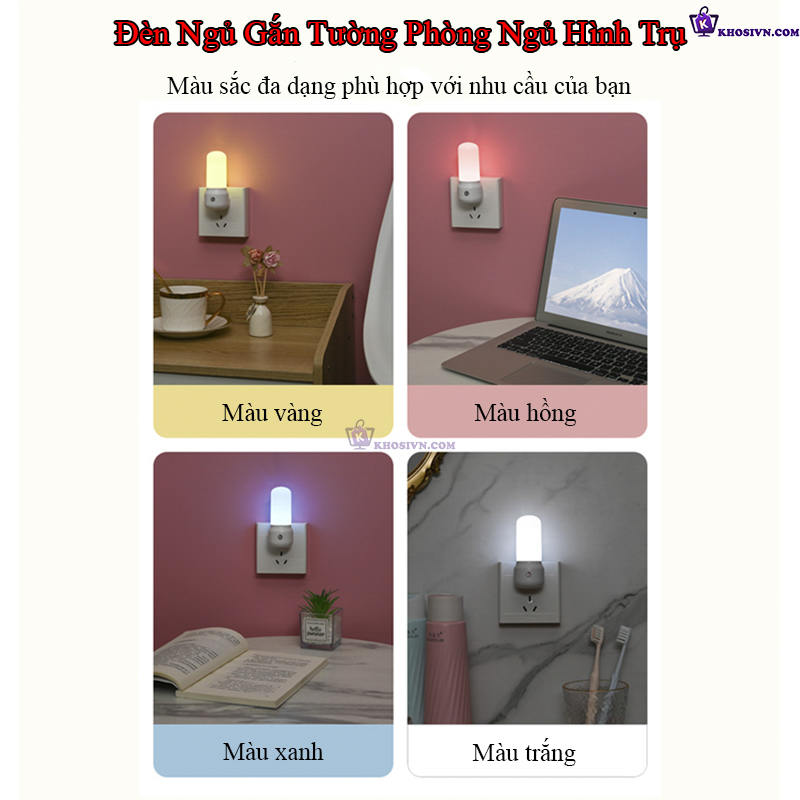 Đèn Ngủ LED Mini Bảo Vệ Mặt Gắn Tường Hình Trụ Tiết Kiệm Điện