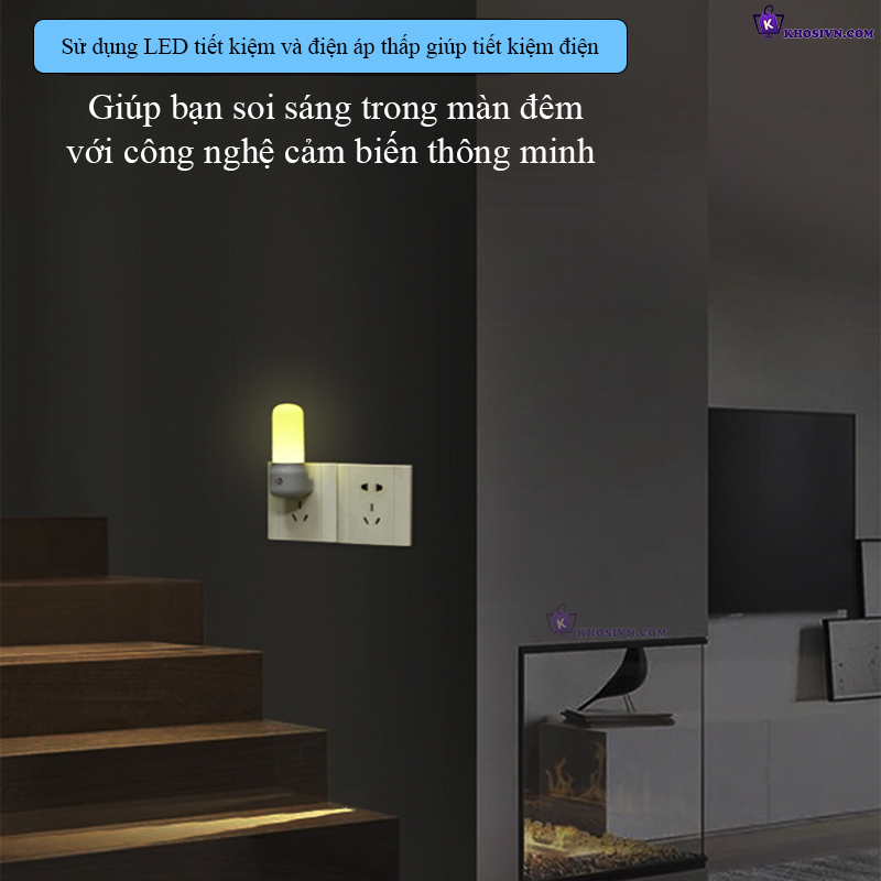 Đèn Ngủ LED Mini Bảo Vệ Mặt Gắn Tường Hình Trụ Tiết Kiệm Điện