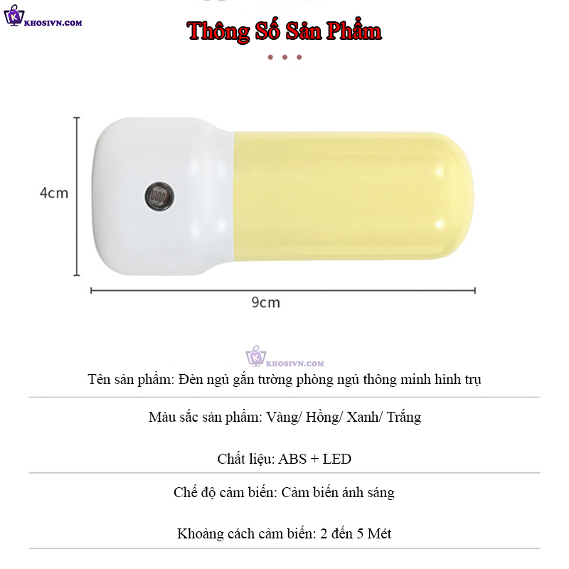 Đèn Ngủ LED Mini Bảo Vệ Mặt Gắn Tường Hình Trụ Tiết Kiệm Điện