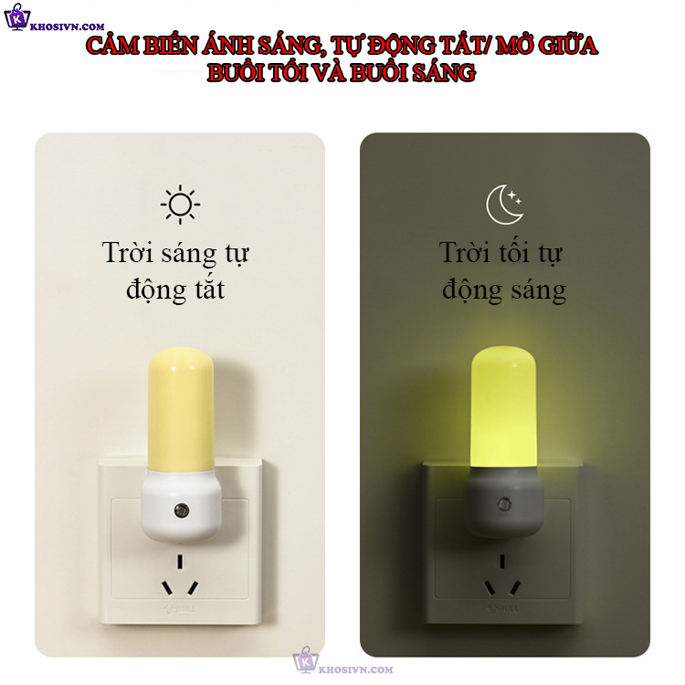 Đèn Ngủ LED Mini Bảo Vệ Mặt Gắn Tường Hình Trụ Tiết Kiệm Điện