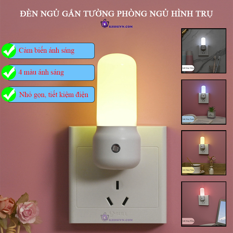 Đèn Ngủ LED Mini Bảo Vệ Mặt Gắn Tường Hình Trụ Tiết Kiệm Điện