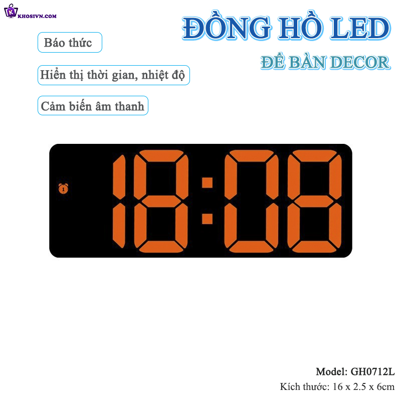 Đồng Hồ LED RGB Mini Để Bàn Báo Thức Decor Bàn Làm Việc - GH0712L