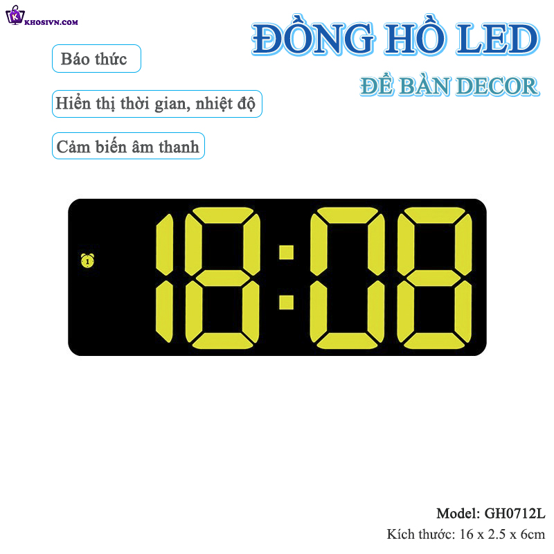 Đồng Hồ LED RGB Mini Để Bàn Báo Thức Decor Bàn Làm Việc - GH0712L