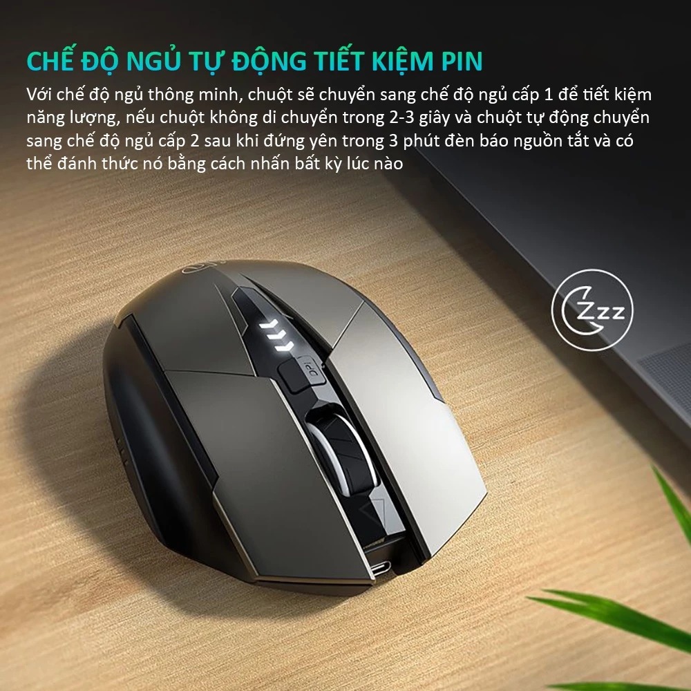 Chuột Gaming Inphic Máy Tính Không Dây Kết Nối 2.4G Công Thái Học Chống Mỏi Tay Click chống ồn - Inphic F1