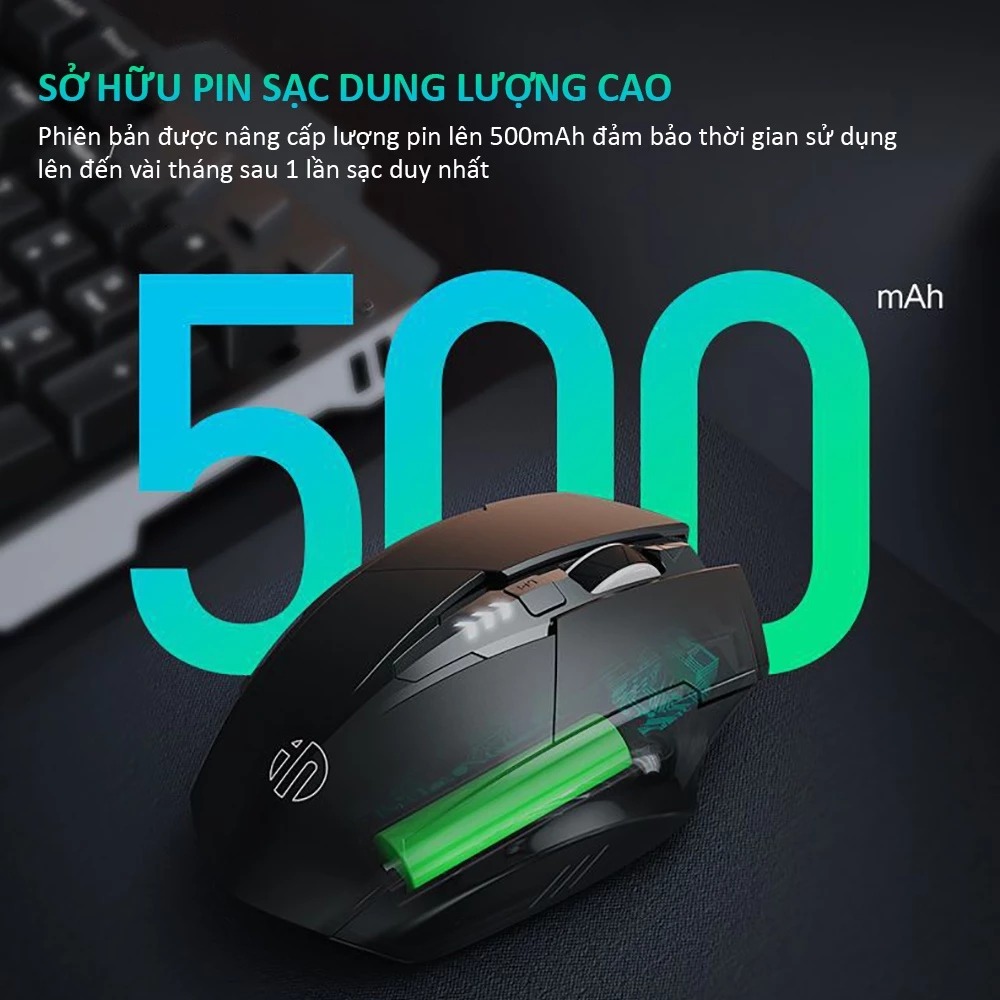 Chuột Gaming Inphic Máy Tính Không Dây Kết Nối 2.4G Công Thái Học Chống Mỏi Tay Click chống ồn - Inphic F1
