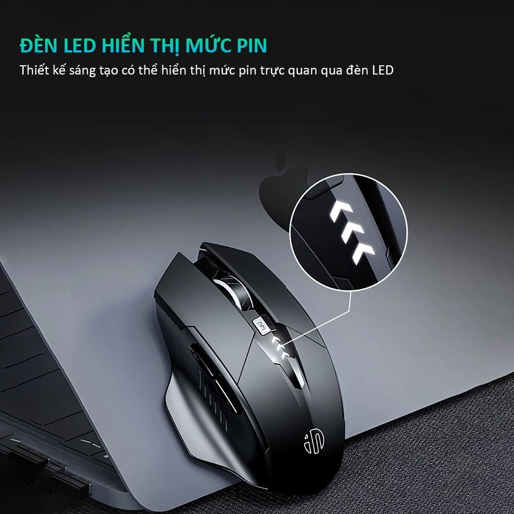Chuột Gaming Inphic Máy Tính Không Dây Kết Nối 2.4G Công Thái Học Chống Mỏi Tay Click chống ồn - Inphic F1